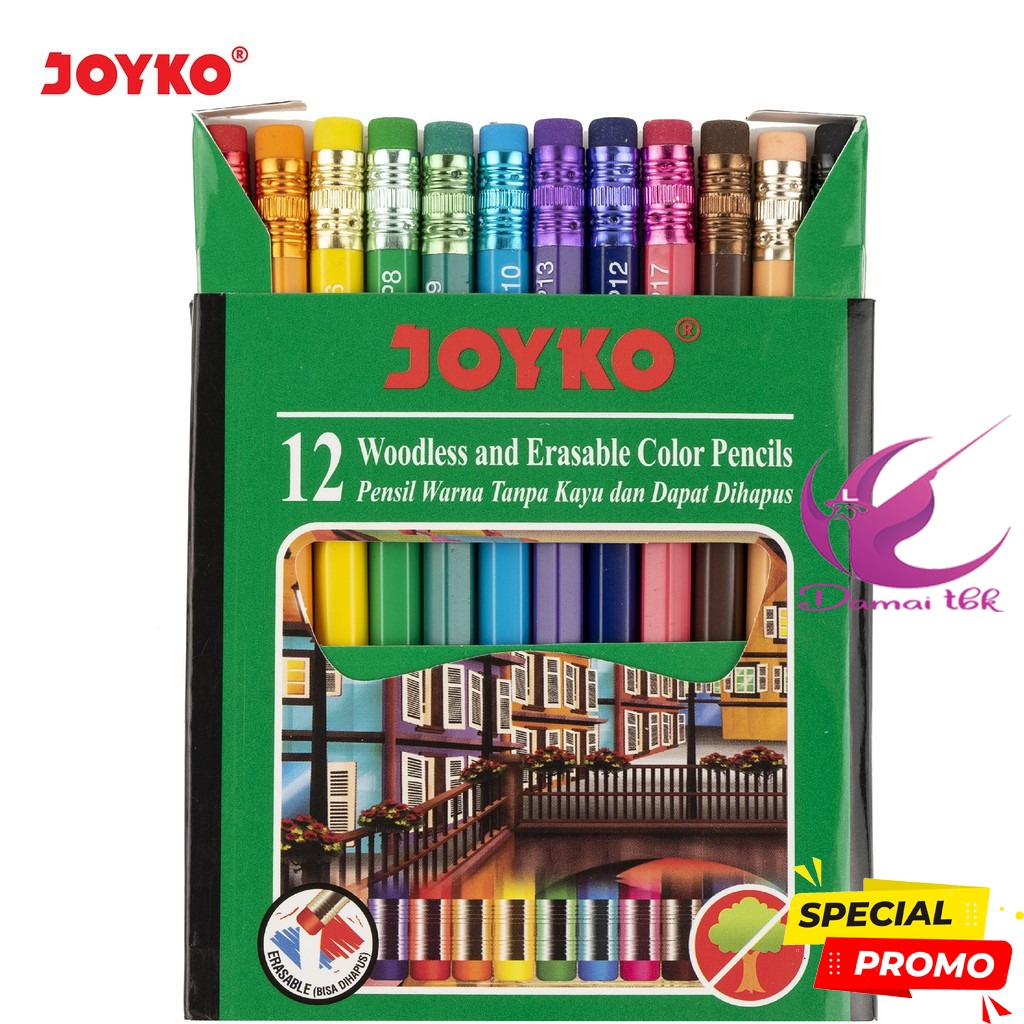 Joyko Erasable Color Pencils Pensil Warna Pendek Dapat Dihapus CP-120