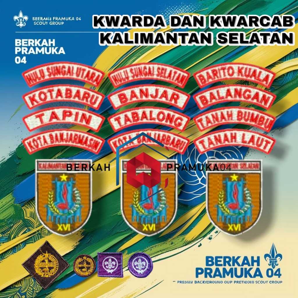 Badge bed bet atribut kwarda dan kwarcab pramuka Kalsel kalimantan selatan bordir