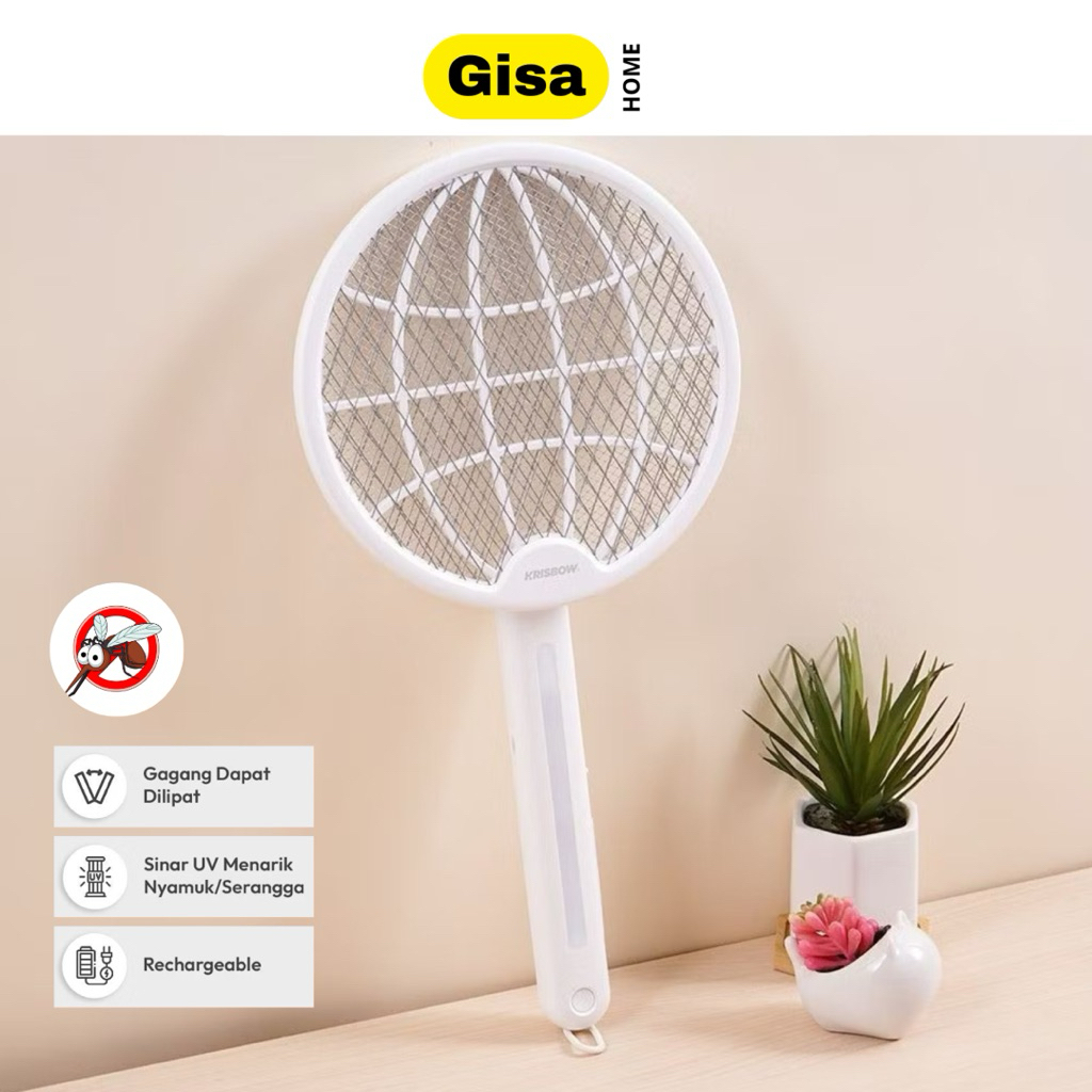 Krisbow Raket Nyamuk Rechargeable Pengusir Serangga Raket Pembasmi Nyamuk Elektrik Insect Killer