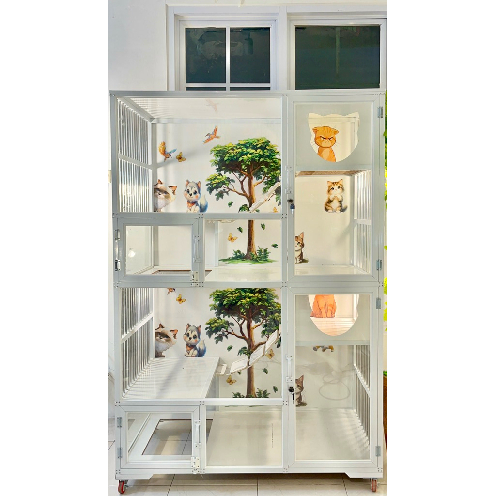 Kandang kucing Aluminium 2 Kamar Premium
