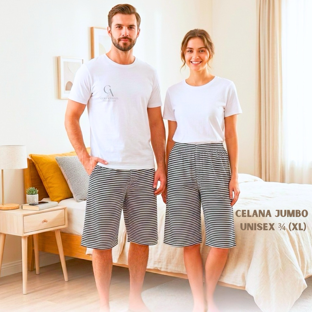 COLOURINAJA Celana Jumbo 2/3 - Celana Unisex - Celana Kolor - Celana Katun - Celana Pendek Jogja