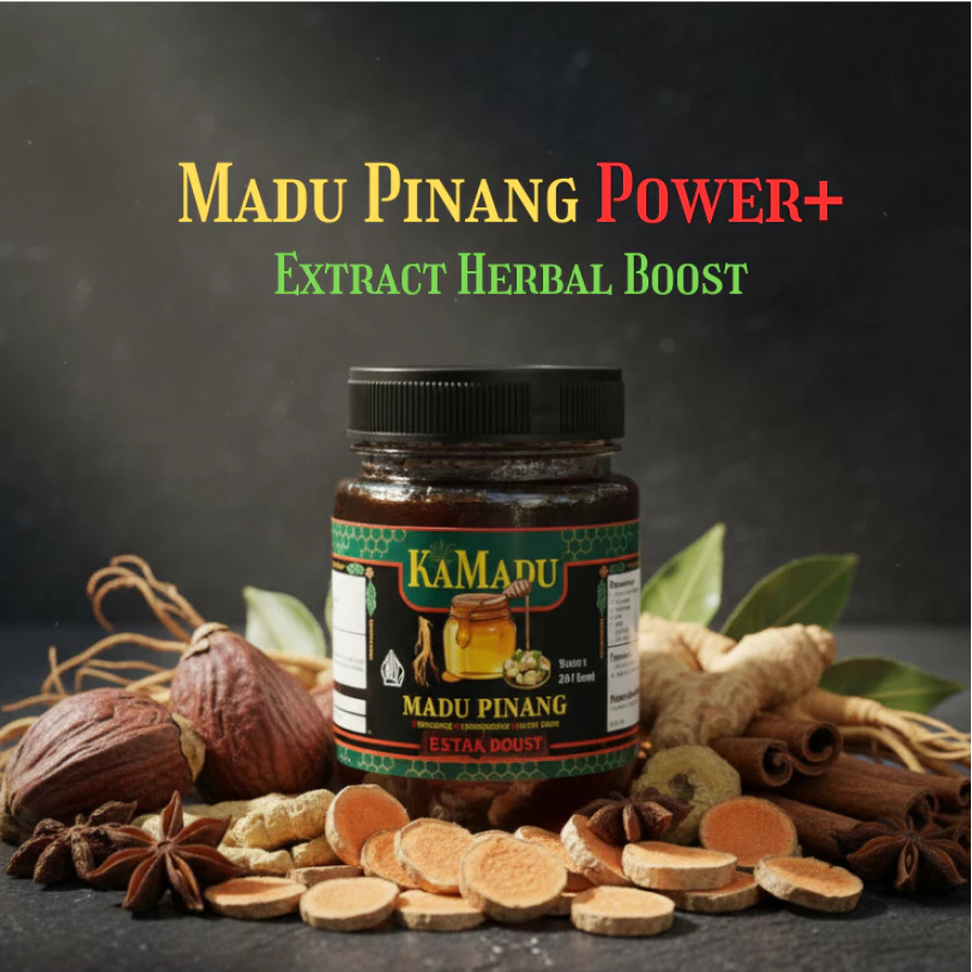 Madu Pinang Power Plus Herbal 250gr Pria | Ginseng | Jahe Merah | Purwaceng | Pasak Bumi