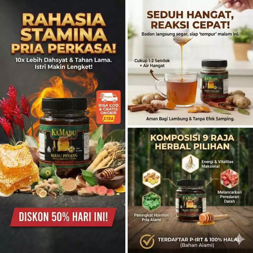 Madu Pinang Muda Power+ Pasak Bumi + Purwoceng ORIGINAL SUPER Kamadu Khusus yang Gak Mau LOYO