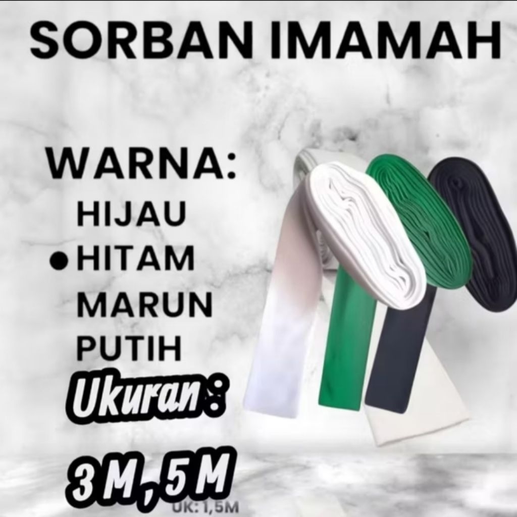 Sorban Imamah Panjang 3 Meter 5 meter Sorban Polos Sorban Saja