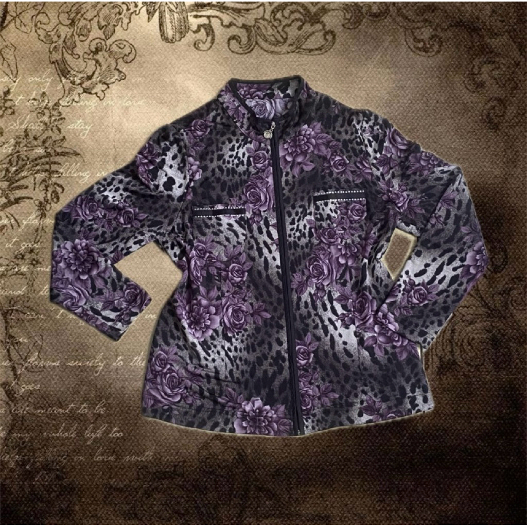 dark floral leopard top zipper fairy grunge alt