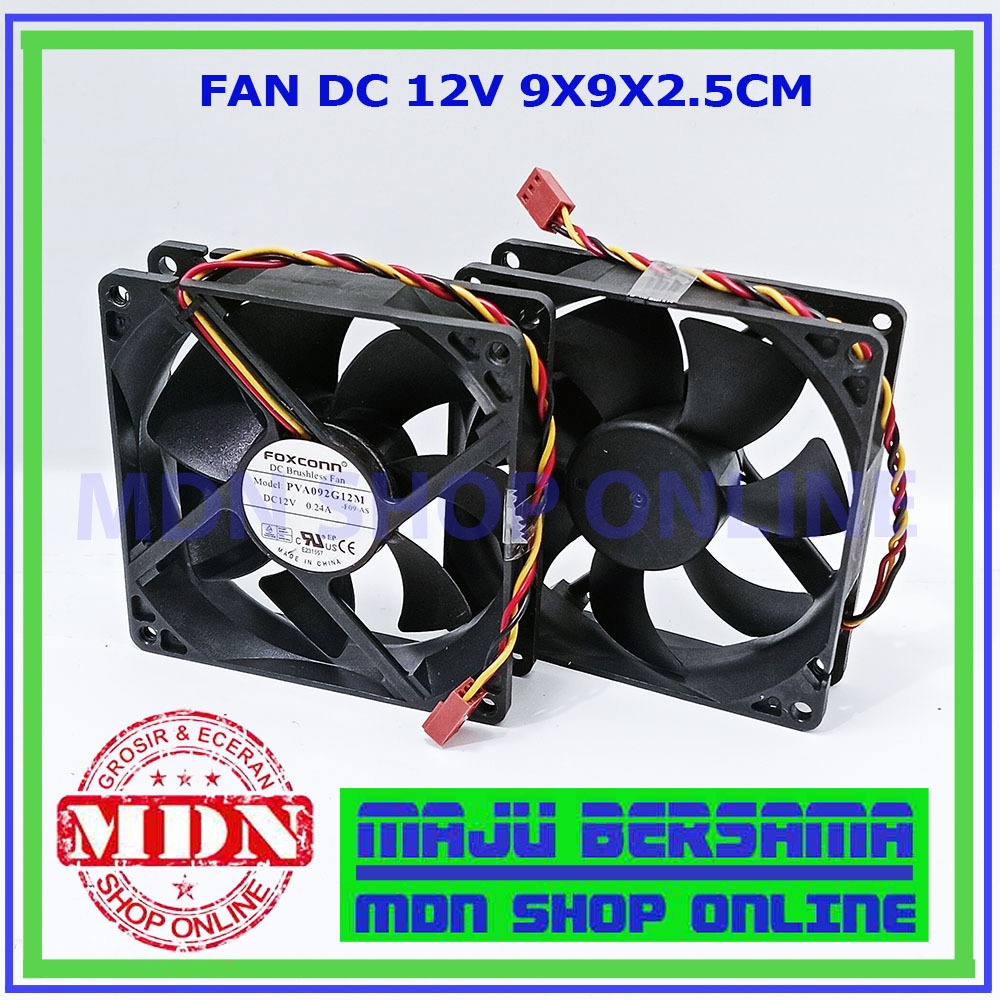 Kipas Fan DC 12V 9cm 0.24A 9x9x2.5cm high speed bekas copotan