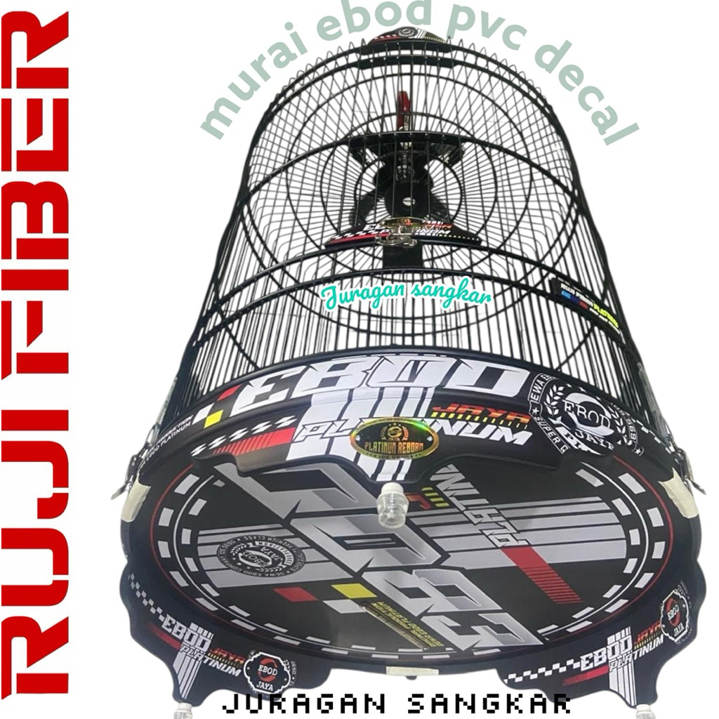 (GOJEK) SANGKAR KANDANG MURAI EBOD PVC DECAL PLATINUM RUJI JARI FIBER