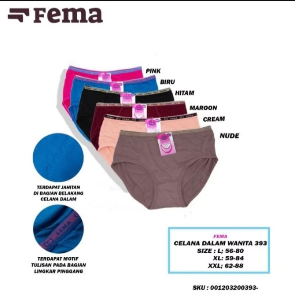 GROSIR 12PCS CELANA DALAM WANITA FEMA 393/361