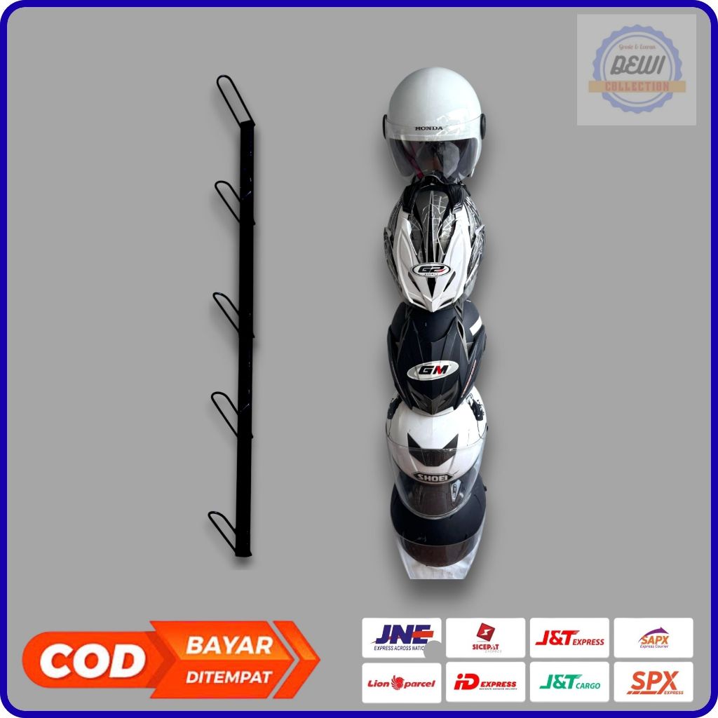 Gantungan Helm Dinding Besi Hollow 3-5 Susun | Rak Helm Hollow Dinding Besi Kuat & Minimalis