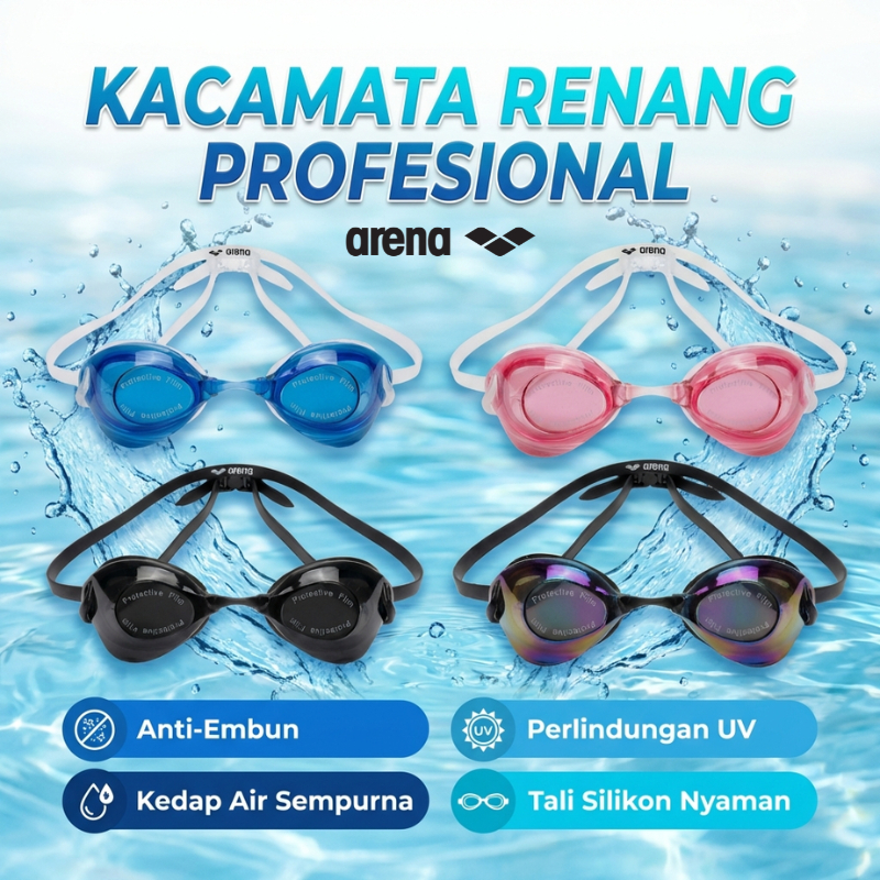Upgrade Terbaru Arena Kacamata Renang Balap Kepala Kerang Profesional, Anti Air, Anti Kabut, Unisex 