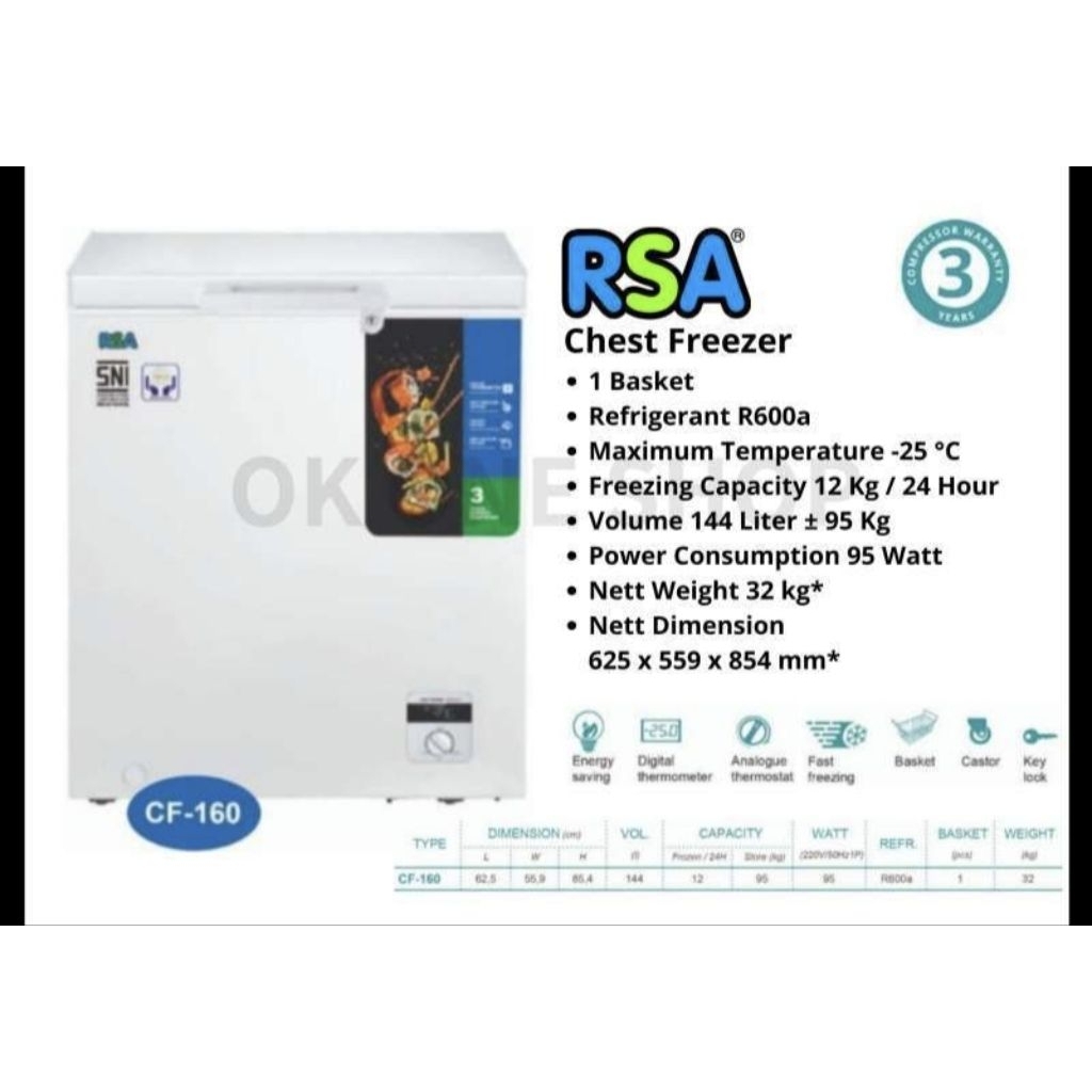 FREEZER RSA CF-160 (144 LITER)
