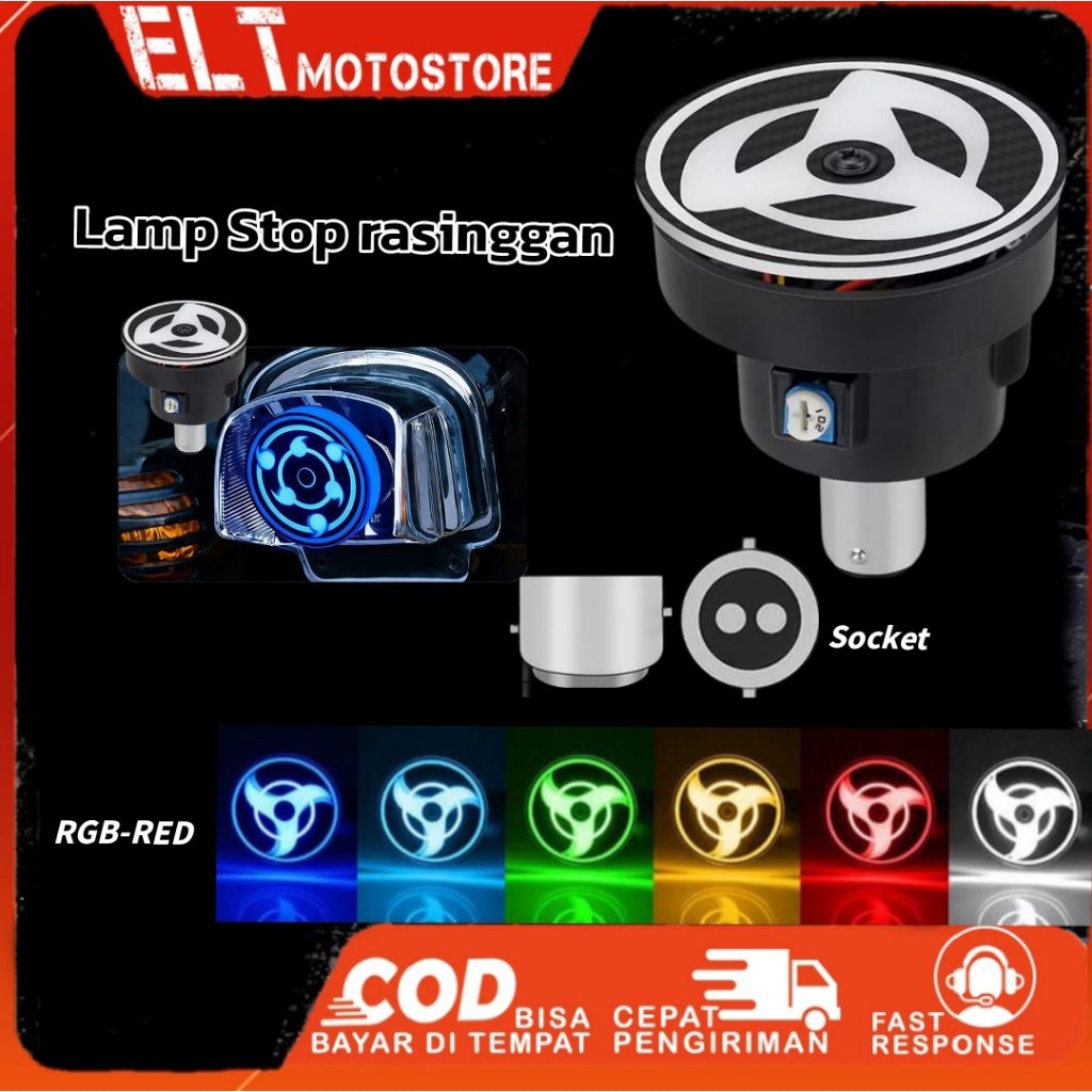Lampu stop rem Rasengan RGB motor Lampu stop rem motor Matic Bebek Universal model Rasengan