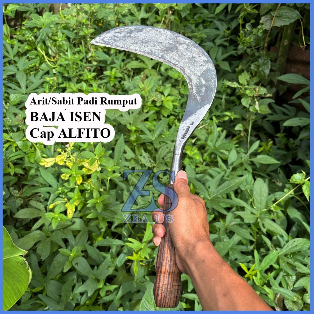 Zeaus Alfito Anti Baja Tembus Khusus Pemotong Rumput Padi Sabit Baja Isen Sepuhan Tua