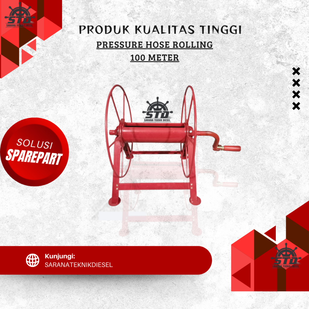 PENGGULUNG SELANG HOSE ROLLING 100 METER - KATROL SELANG - TEMPAT GULUNGAN SELANG AIR KOMPRESOR