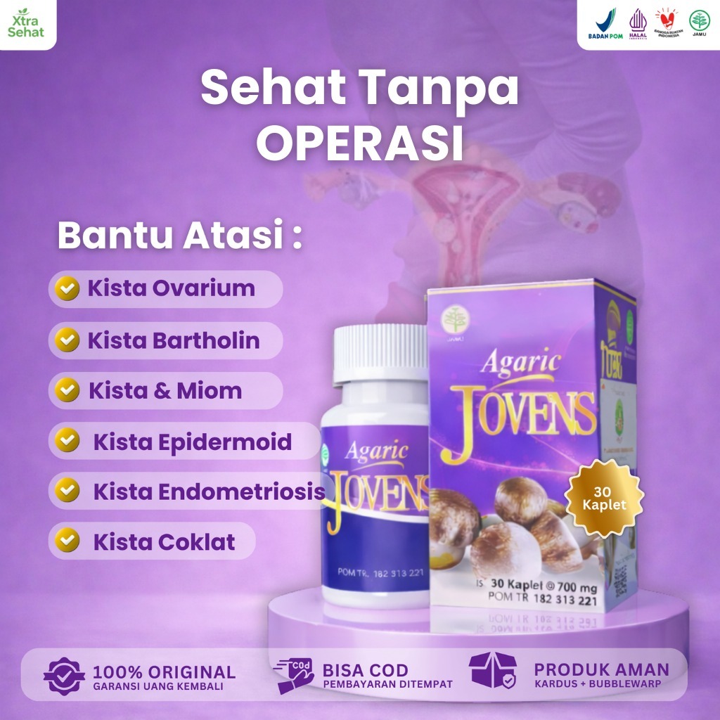 AGARIC Jovens Obat Herbal Kista Miom Kanker Tumor Jamur Dewa Temu Putih 30 Kaplet