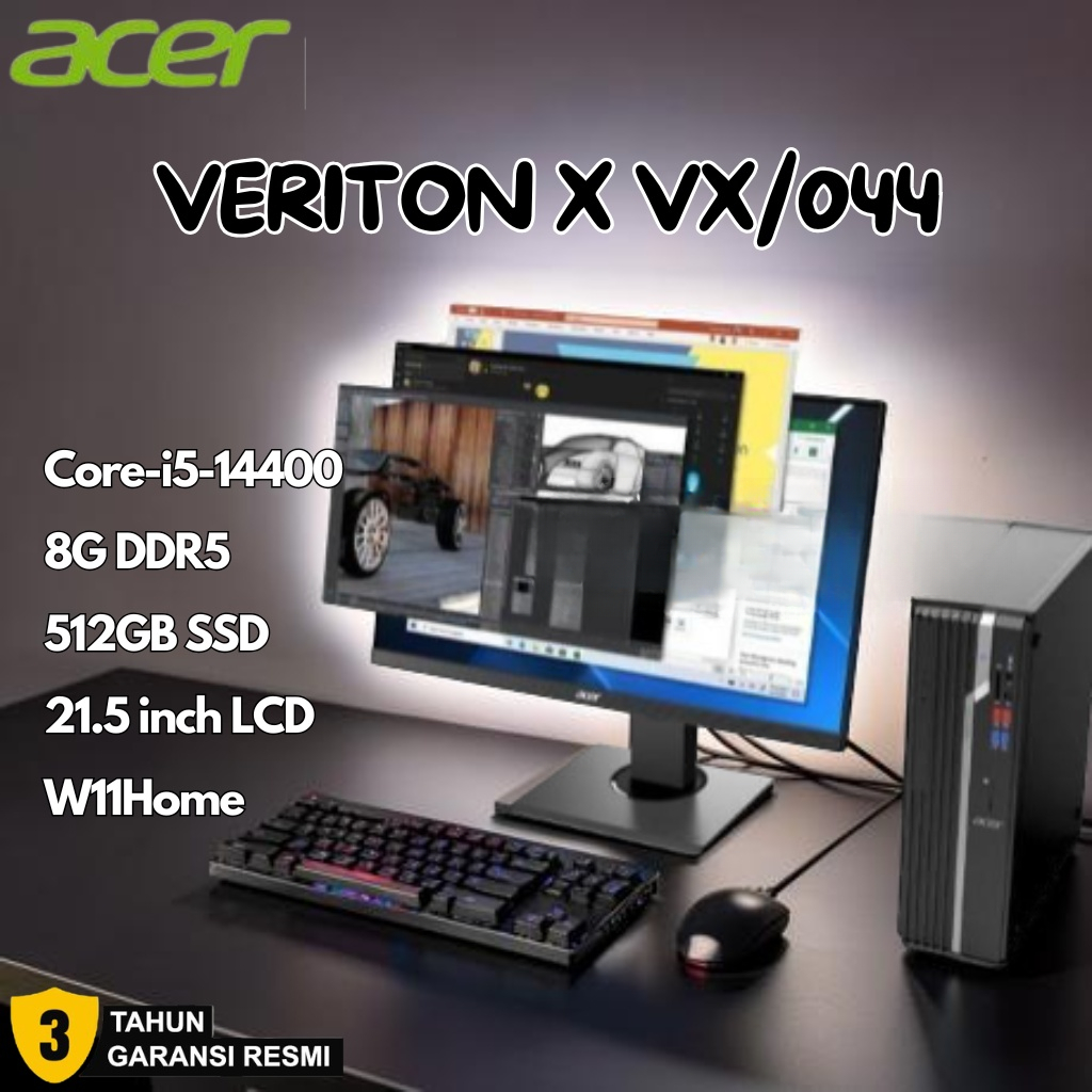 PC Desktop Acer Veriton X - Core i7 (VX/0044),14400-8GB DDR5, 512GB SSD, 21.5 inch LCD, W11Home, TKD