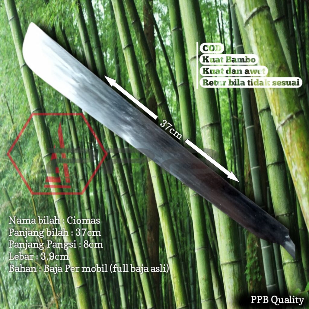 Golok Mentahan Pola Ciomas Baja Per Murni Kuat Bambo Sudah Tajam