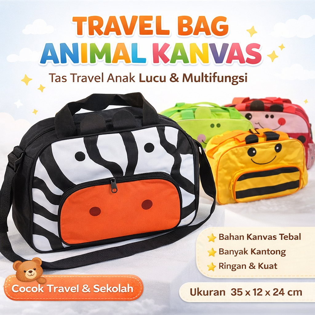 Mini Travel Bag ANIMAL Goodie Bag Tas Souvenir Ulang Tahun Anak Goody Ultah Grosir