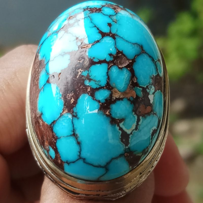 Batu Akik Pirus Mesir Urat Asli Biru Cerah Jumbo Babon Montok Klimis Langka Super Istimewa Natural 1