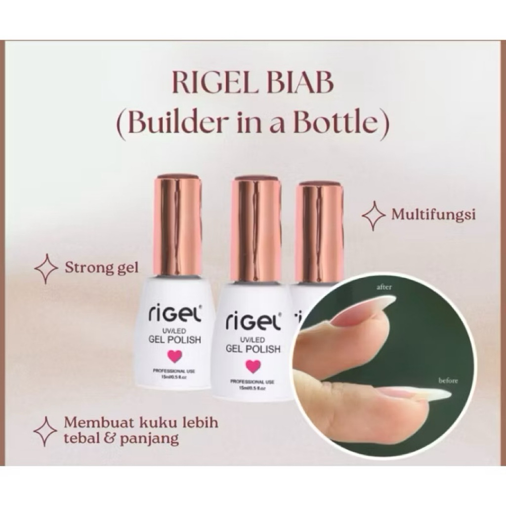 RIGEL BIAB NAIL GEL POLISH 15ML RIGEL BUILDER IN BOTTLE RIGEL NAIL POLISH