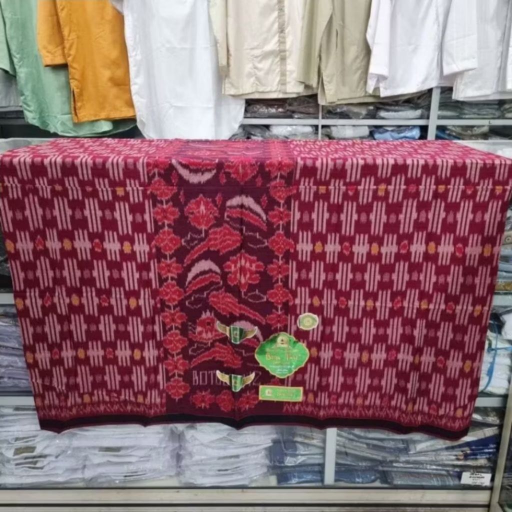 SARUNG TENUN GOYOR UKURAN STANDART MOTIF BOTOLAN MOTIF LIRIS PUTIHAN
