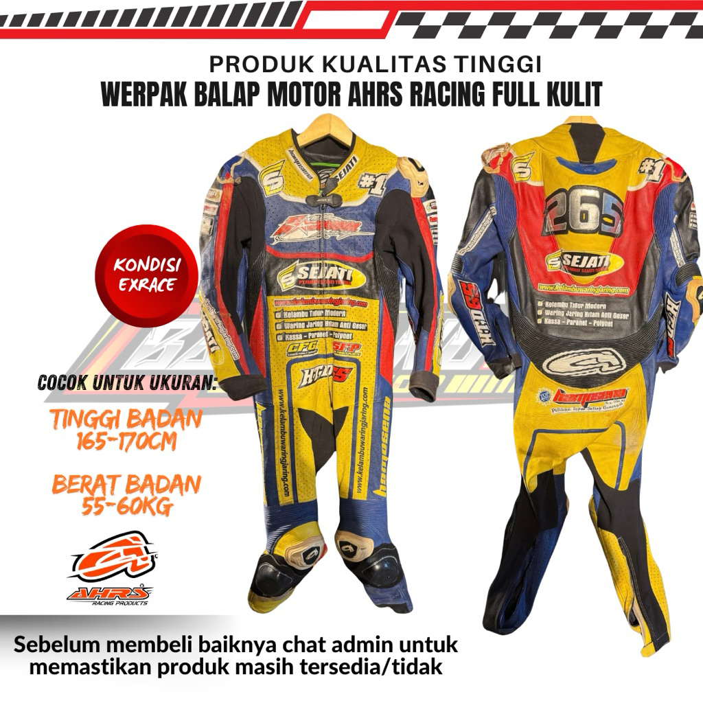 Werpak Balap Motor Road Race AHRS FULL KULIT