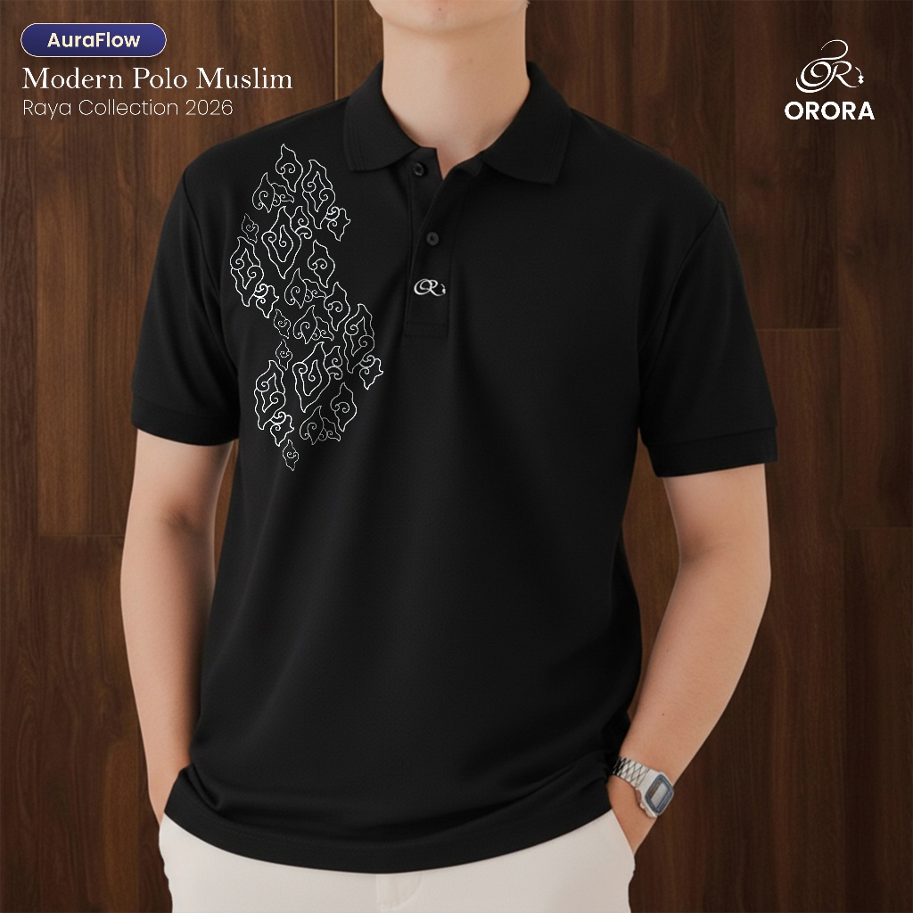 ORORA Kaos Polo Lebaran Pria | Auraflow Polo Shirt Ramadhan Kaos Kerah Pria Batik NORR 3