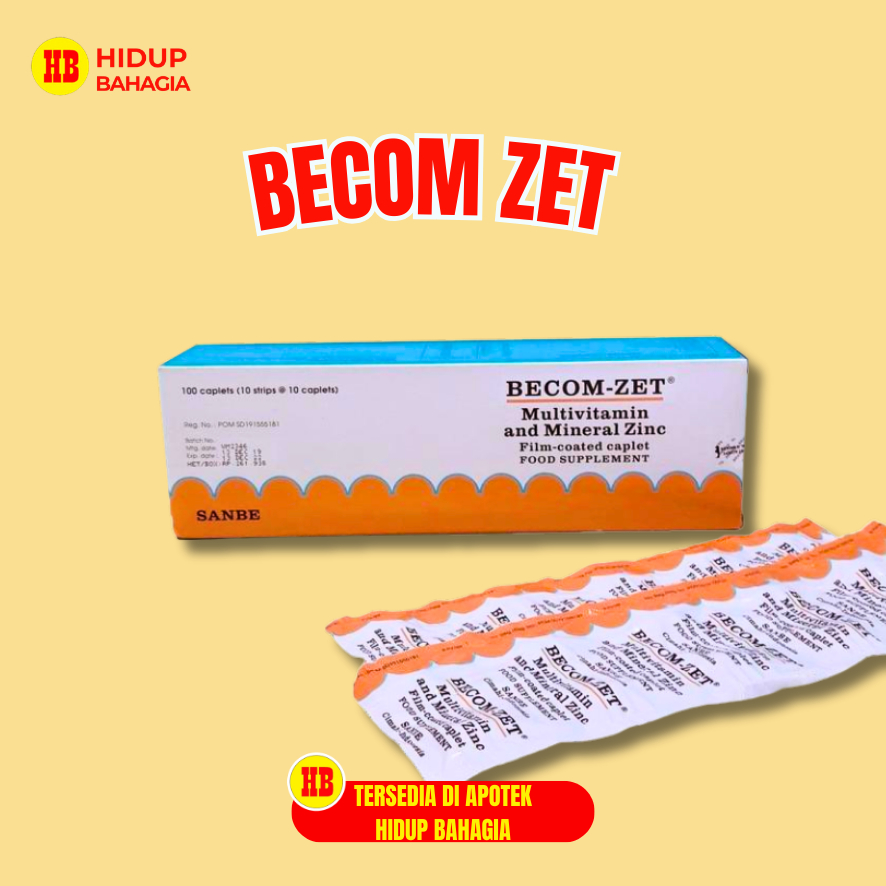 BECOM-ZET Multivitamin Mineral Suplemen Vitamin B C E Zinc 10 Strip Dus