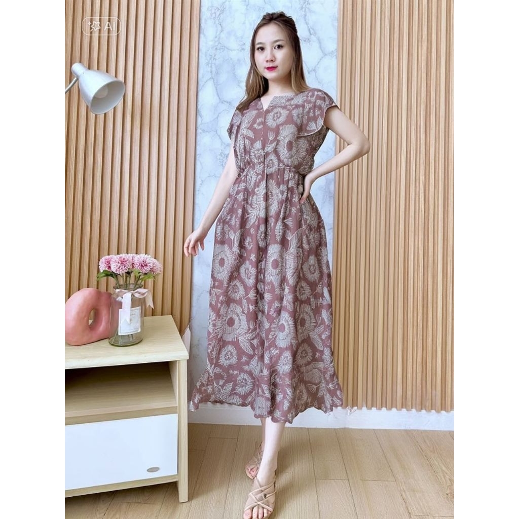 daster bali manohara jumbo busui panjang ruflle