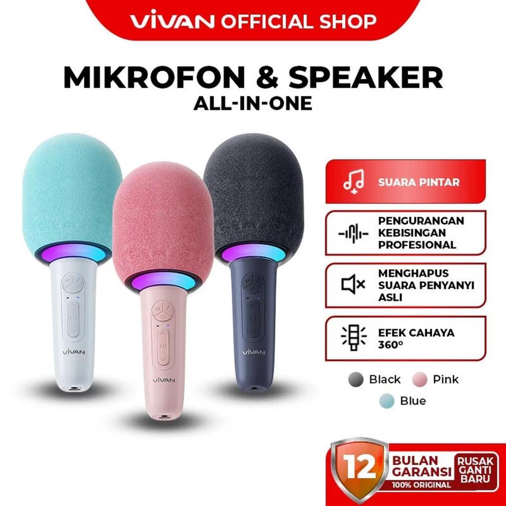 VIVAN Bluetooth Karaoke Speaker VS9 360° RGB Light Voice Changer Garansi 6 Bulan Bass - VS 9 - PINK