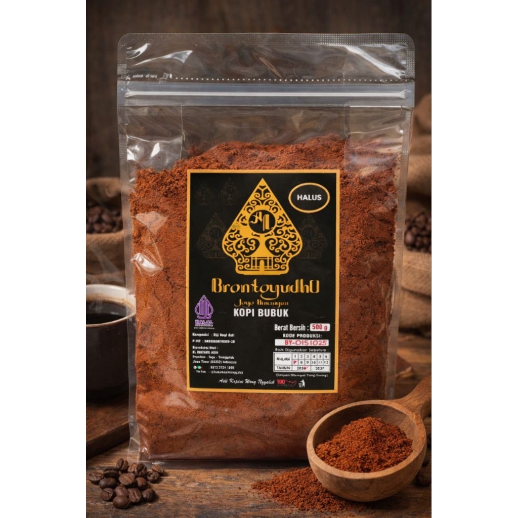 BRONTOYUDHO Kopi Bubuk Kasar Kopi Bubuk Halus Kopi Robusta 500g