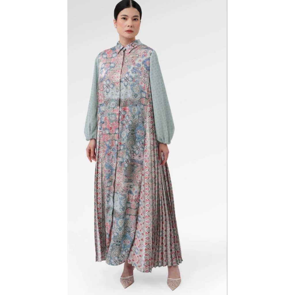 Benang Jarum Marchesa Pleated Dress - Zellige
