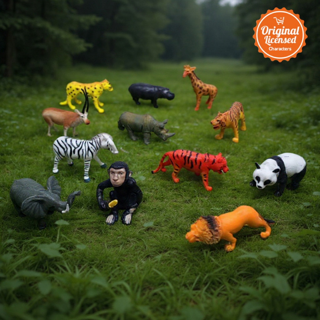 Animal World 12 Pcs Mainan Binatang Mini 3 cm Set Hewan Plastik Edukasi Anak Miniatur Koleksi