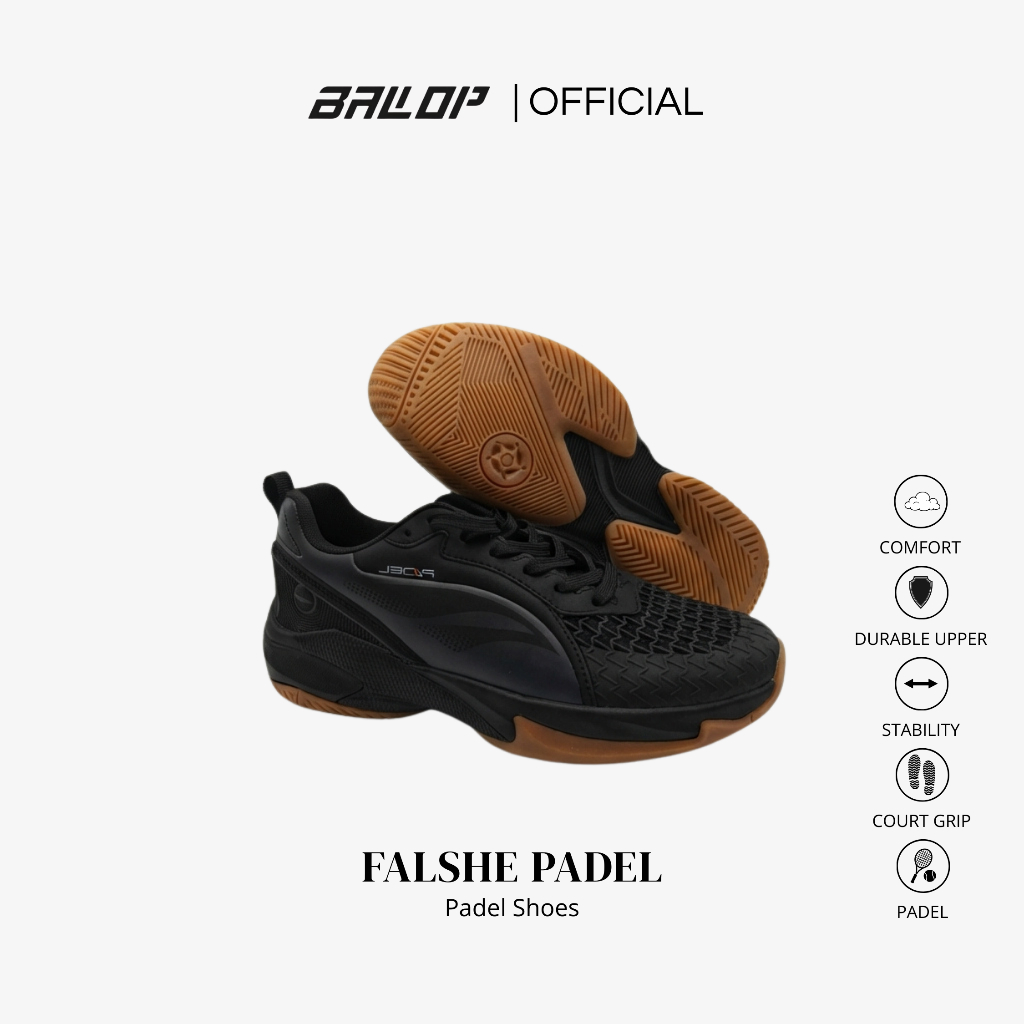 BALLOP Falshe Padel Sepatu Olahraga Padel Tenis Pria/Wanita Black