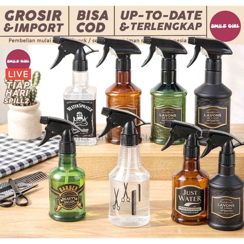 SG | PUSAT GROSIR | 12-36 PCS - Botol Spray 250 300 350 500 ml / Botol Kosmetik Travelsize Refillabl