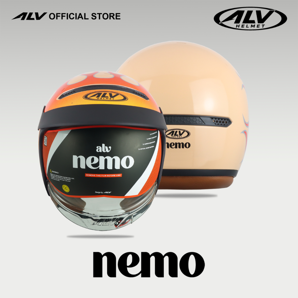 ALV Nemo Flame Fuzz Orange - Helm Half Face