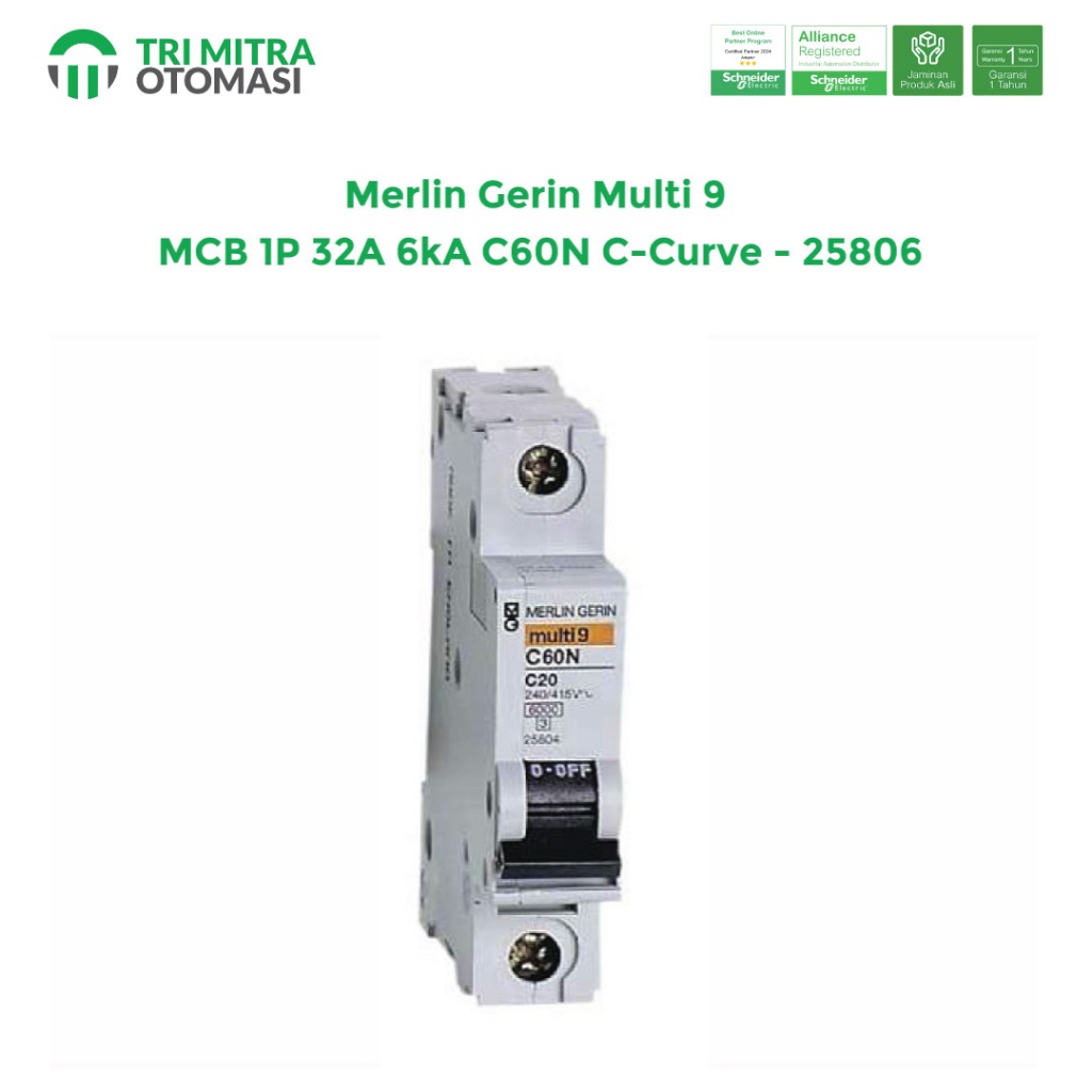 Merlin Gerin Multi9 MCB 1P 32A 6kA Kurva C - 25806