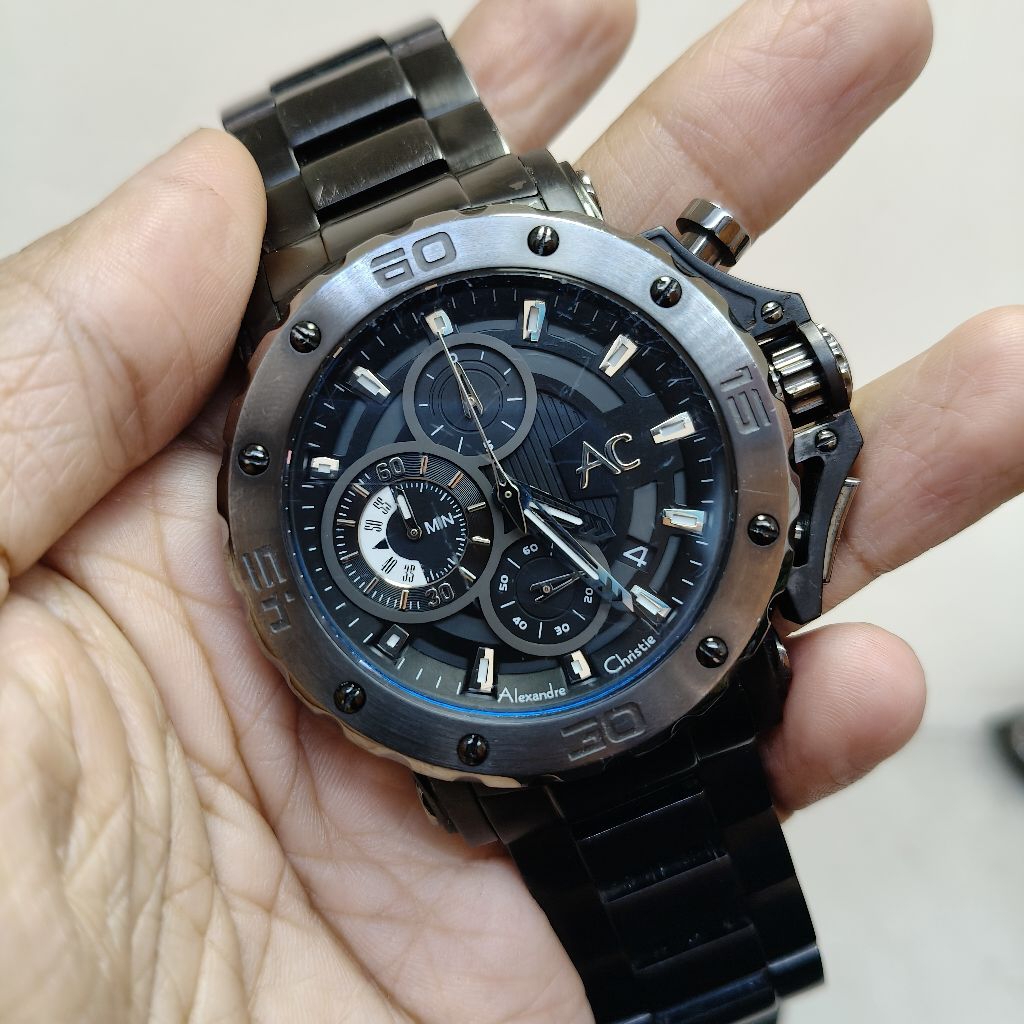 Alexandre Christie Collection Second Tipe 9205MC Rantai Fullblack