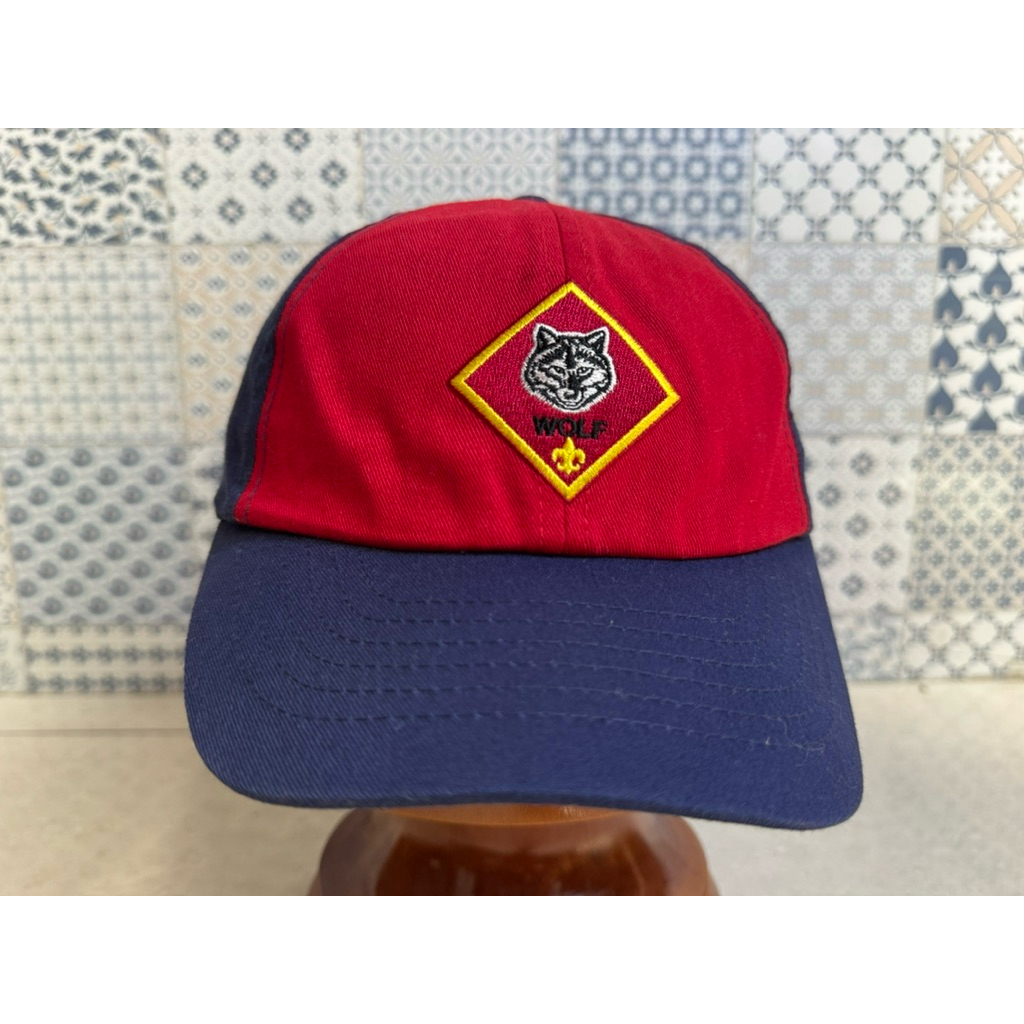 Topi Second Brand Branded Youth Visor Pendek Wolf Scout Navy Tag Putih