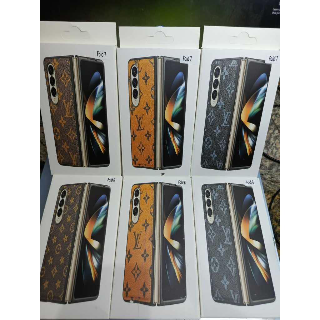 Case Samsung  motiv lv Galaxy Z Fold Mewah Sampul Penuh Dapat dilipat Kulit emboss Hard Case Ultra M