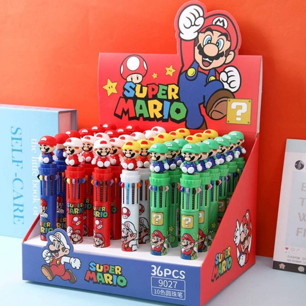 Bolpen 10 Warna Mario Kuromi Dinosaurus