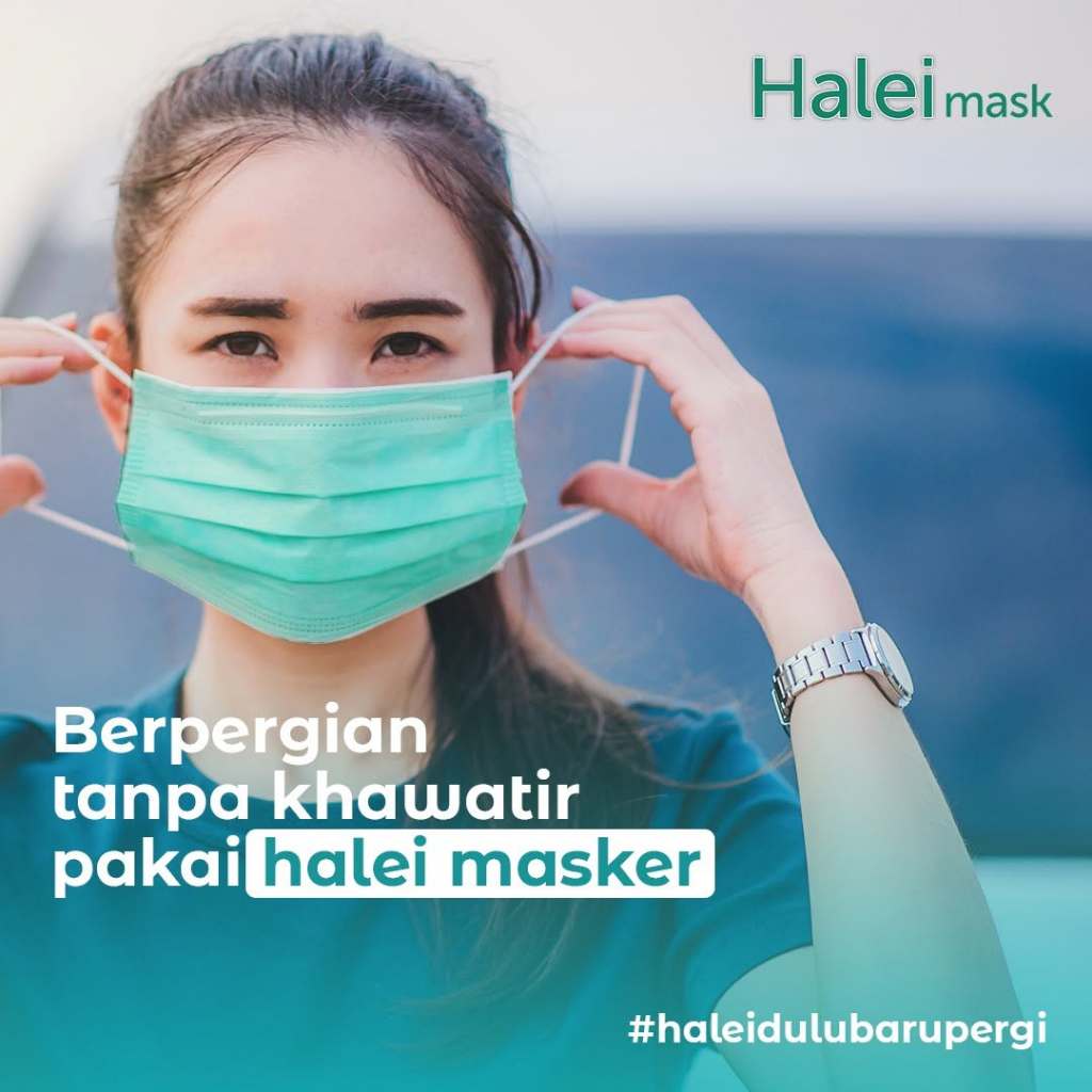 HALEI Masker Medis 3ply 99% Filtrasi Non-Woven Earloop 175x90mm 50pcs