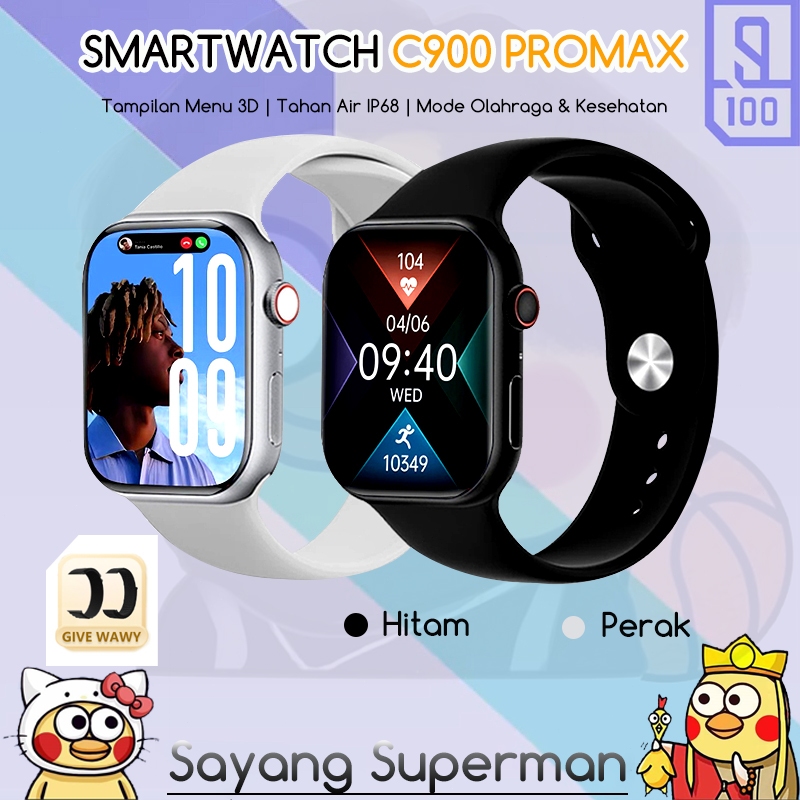 C900 Ultra Smartwatch 2.19" Layar HD Full Touch Bluetooth Call Notifikasi Musik Game Alarm Jam Tanga