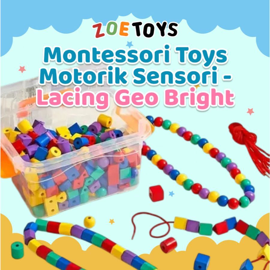 Zoetoys Montessori Toys Motorik Sensori - Lacing colorful | Sorting Color Counting Beads Lacing