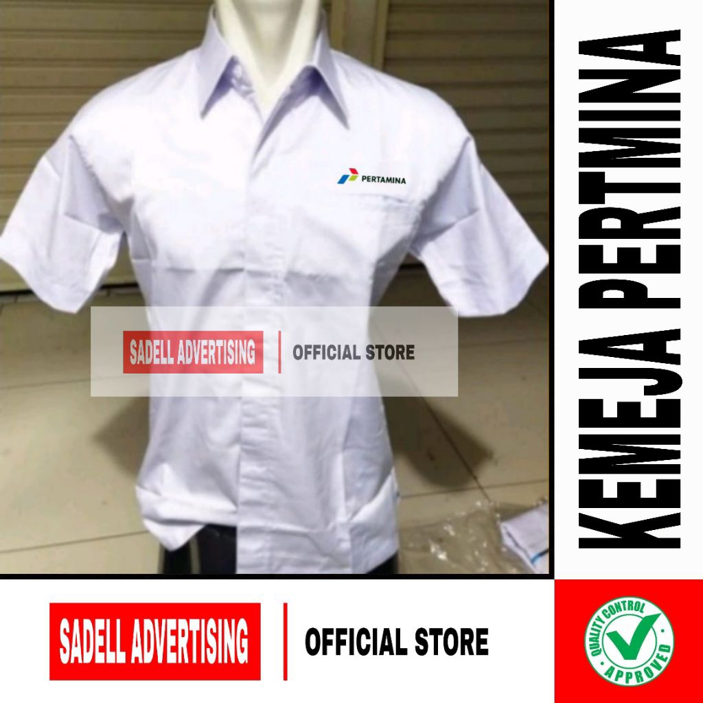 Kemeja Pertamina Seragam Pertamina Baju Pertamina Putih Lengan Pendek Pria Bordir