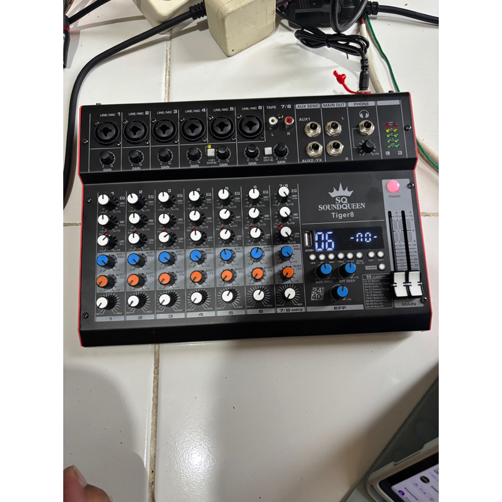 mixer soundqueen tiger 8 original mixer 8 channel reverb 99dsp usb blutooth