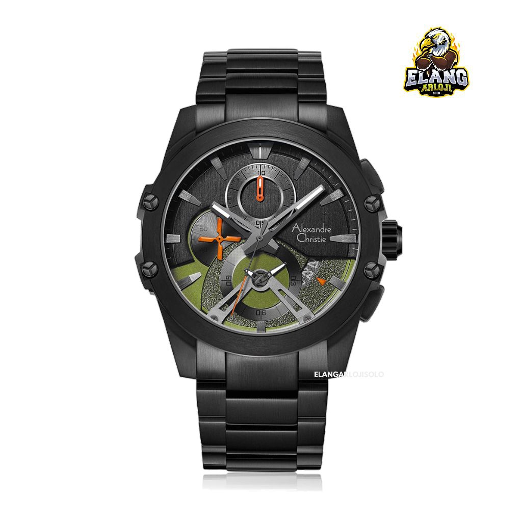 Jam Tangan Pria Alexandre Christie AC 6607 Black Army Original