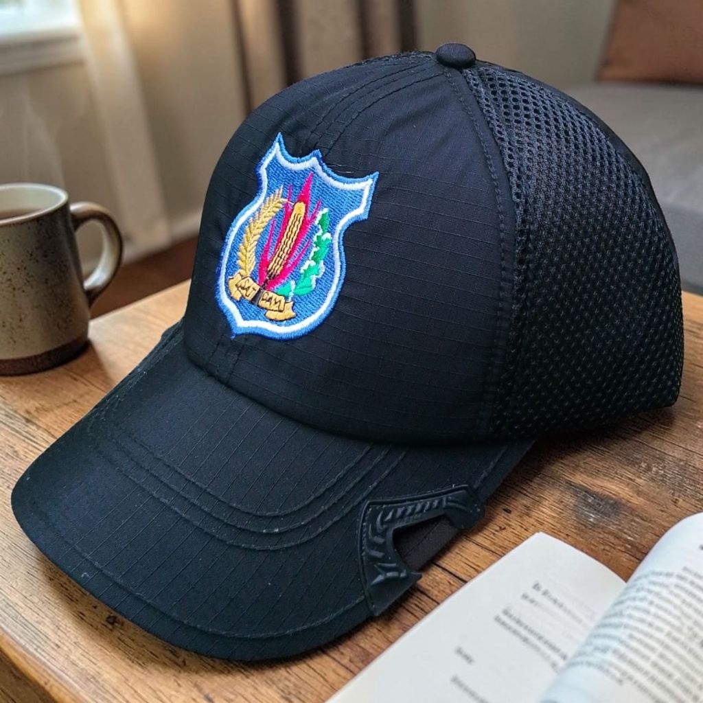 Topi Satpam Coak TACTICAL Hitam Logo Biru