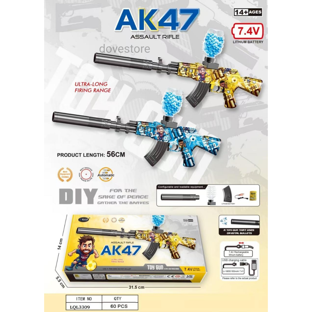 Mainan Pistol Senapan Tembakan Water Gel Blaster Ball Elektrik M4 MP5 M416 M249 AK47 AWM 98K KRISS V