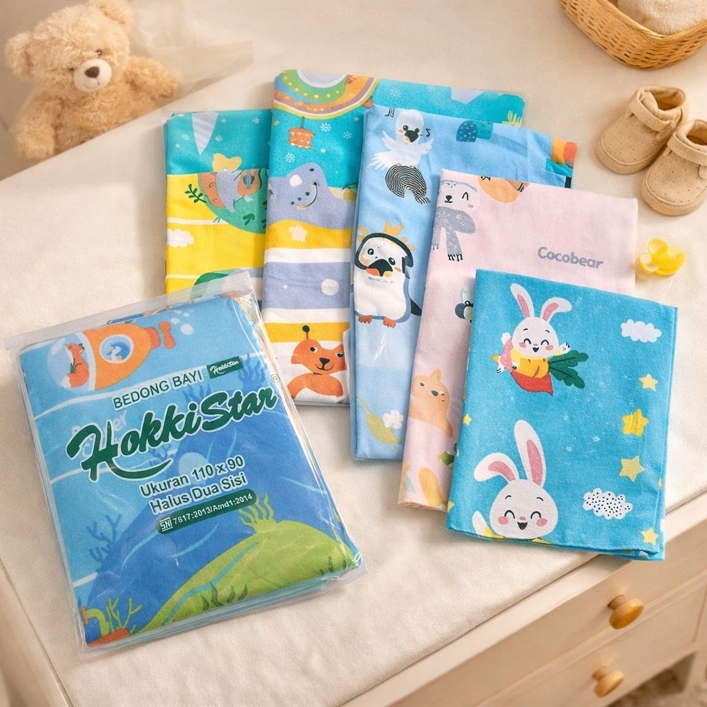 Bedong bayi  12pc bedong bayi hoky star // 1lusin bedong bayi bahan flanel halus dan lembut//alas om